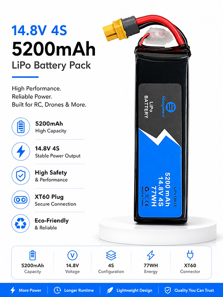 4s 5200 mah 45C sinxpower lipo battery