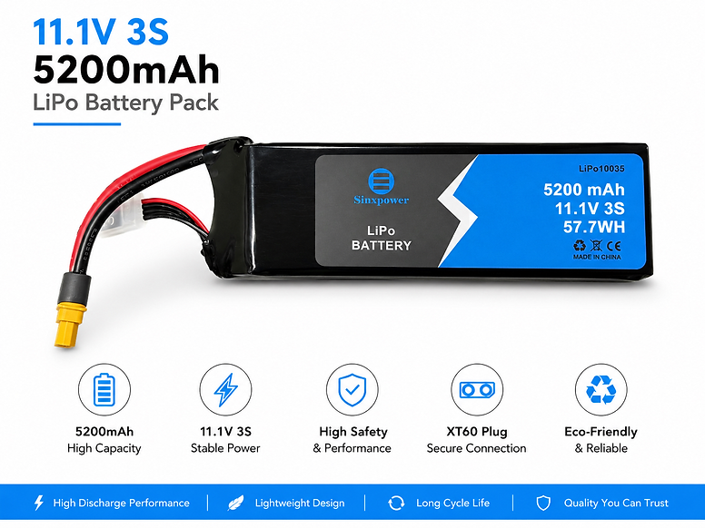 3s 5200mah 45C sinxpower lipo battery