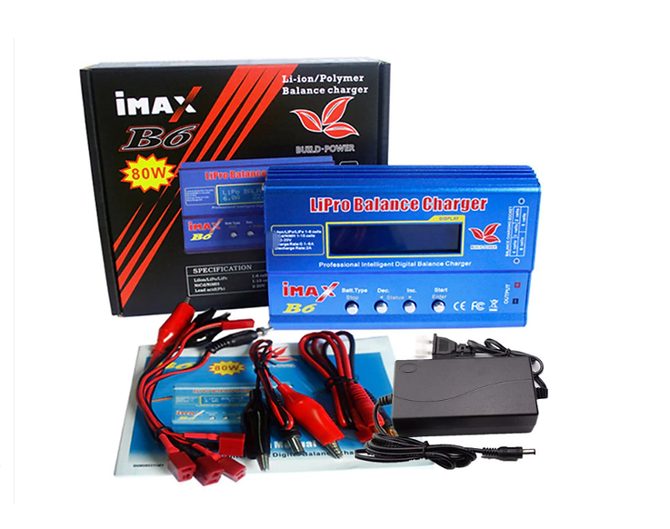 IMAX B6 80W 6A Balance Charger/Discharger with built-in balancer and 12V power supply for RC batteries.