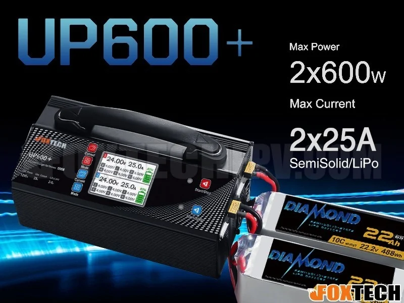 FOXTECH UP600+ Dual Channels SemiSolid/LiPo Charger