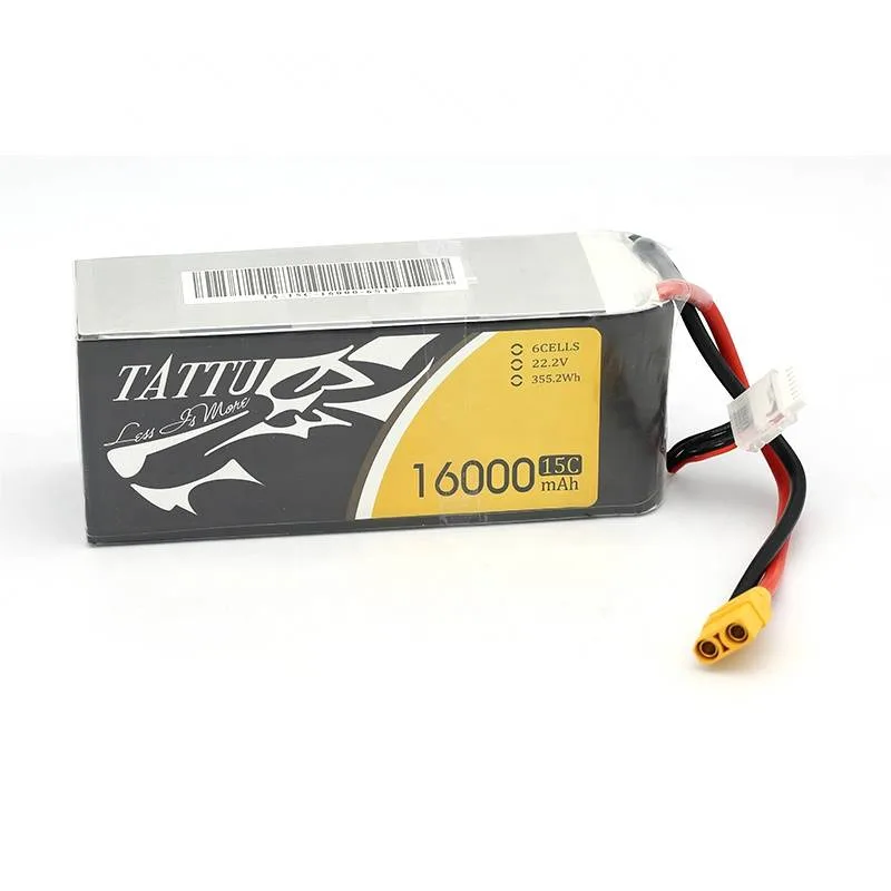 Tattu 6S 16000mAh 15C 22.2V Lipo Battery Pack with xt90 connectors
